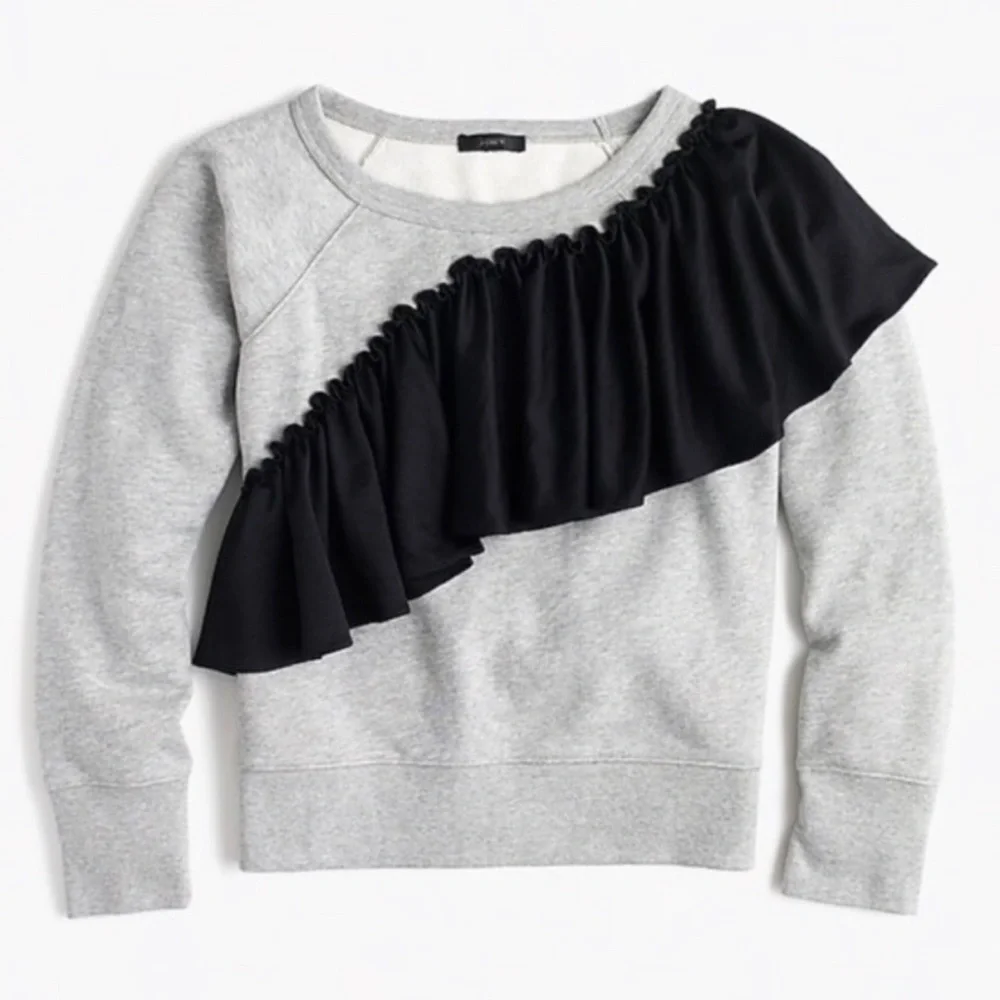 J.Crew | Asymetrical Ruffle Scoop Neck Sweater small